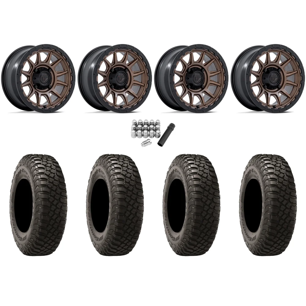 BFGoodrich Mud-Terrain KM3 30x10-15 (8ply) Radial Tires on Fuel Piston Matte Bronze Wheels, complete kit