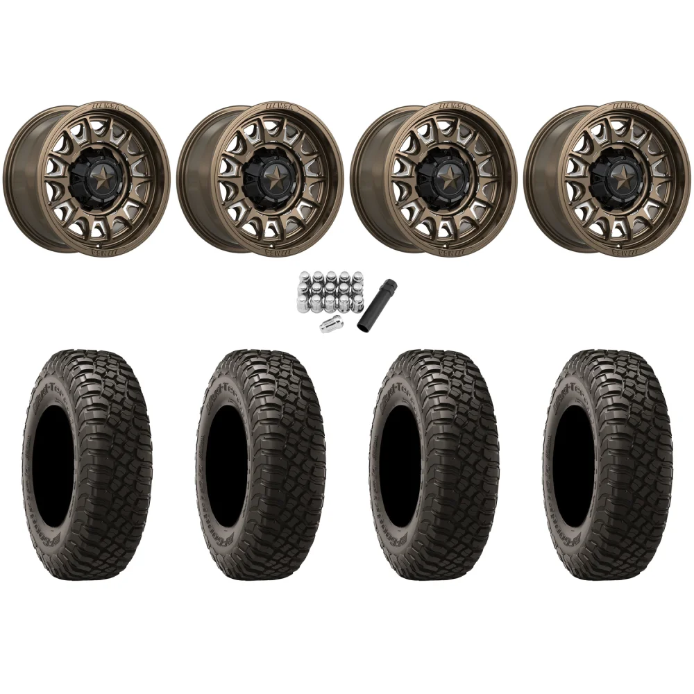 BFGoodrich Mud-Terrain KM3 32x10-15 (8ply) Radial Tires on MSA M55 Commander Gloss Bronze Milled Wheels, complete kit