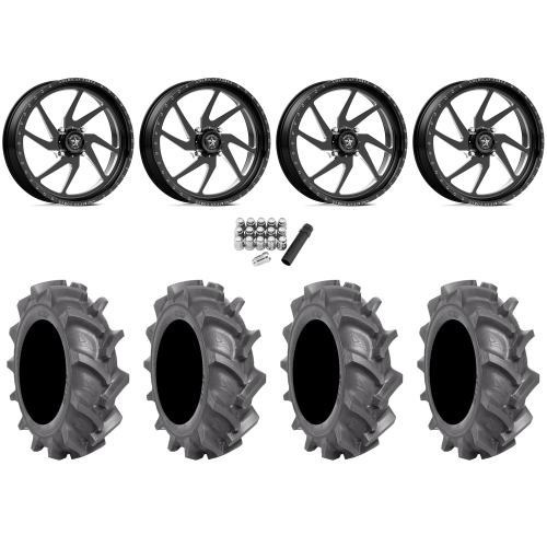 BKT AT 171 33x9-20 Tires on American Force K02 Sonic Black Forged Wheels