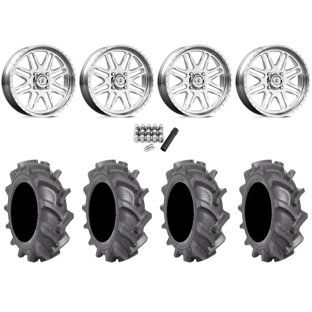 BKT AT 171 37x9-22 Tires on American Force K07 Energy Polished Forged Wheels, complete kit