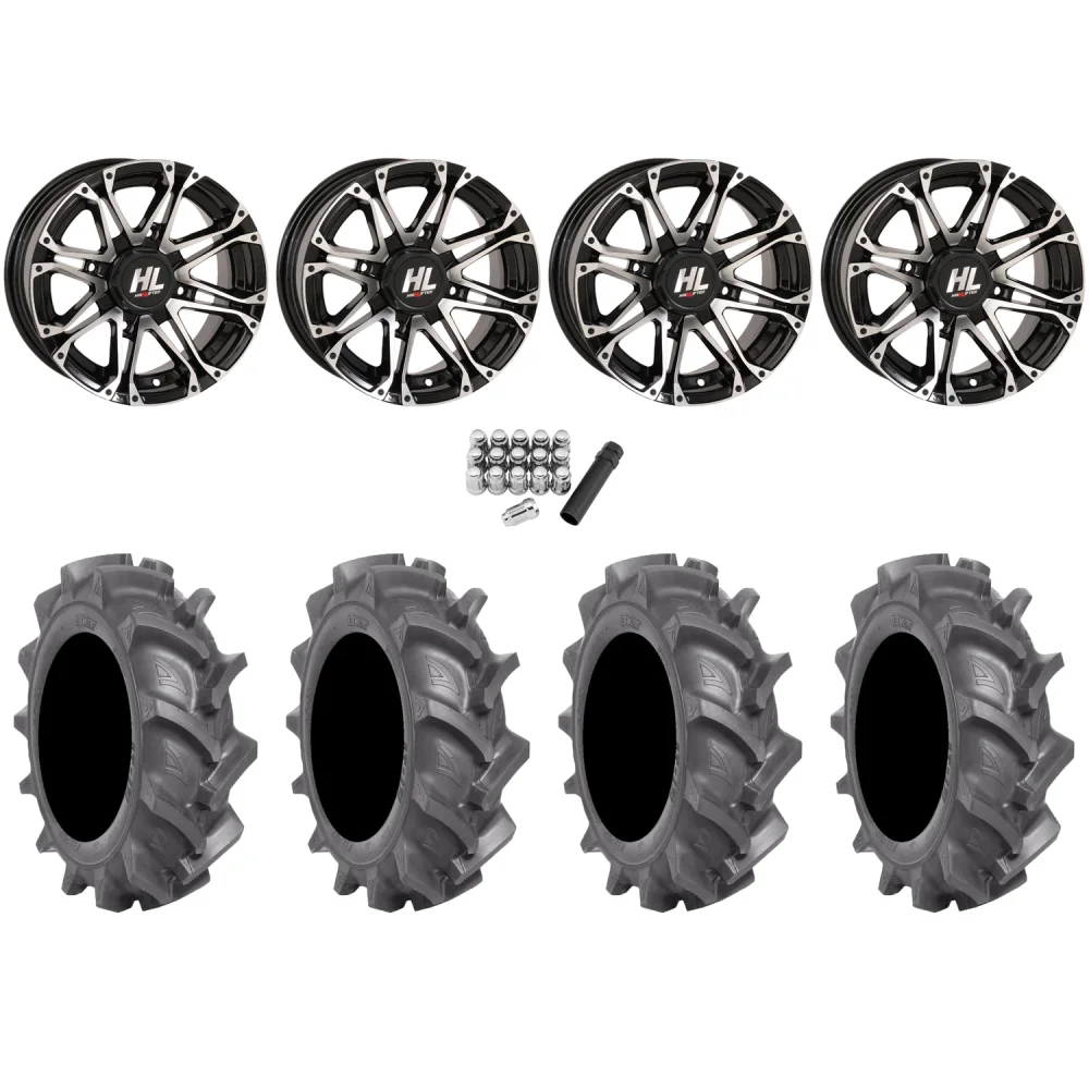 BKT AT 171 30x9-14 Tires on HL3 Machined Wheels, complete kit