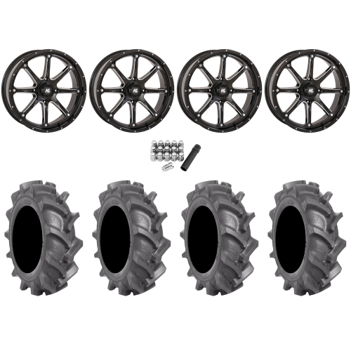 BKT AT 171 33x9-20 Tires on HL4 Gloss Black Machined Wheels