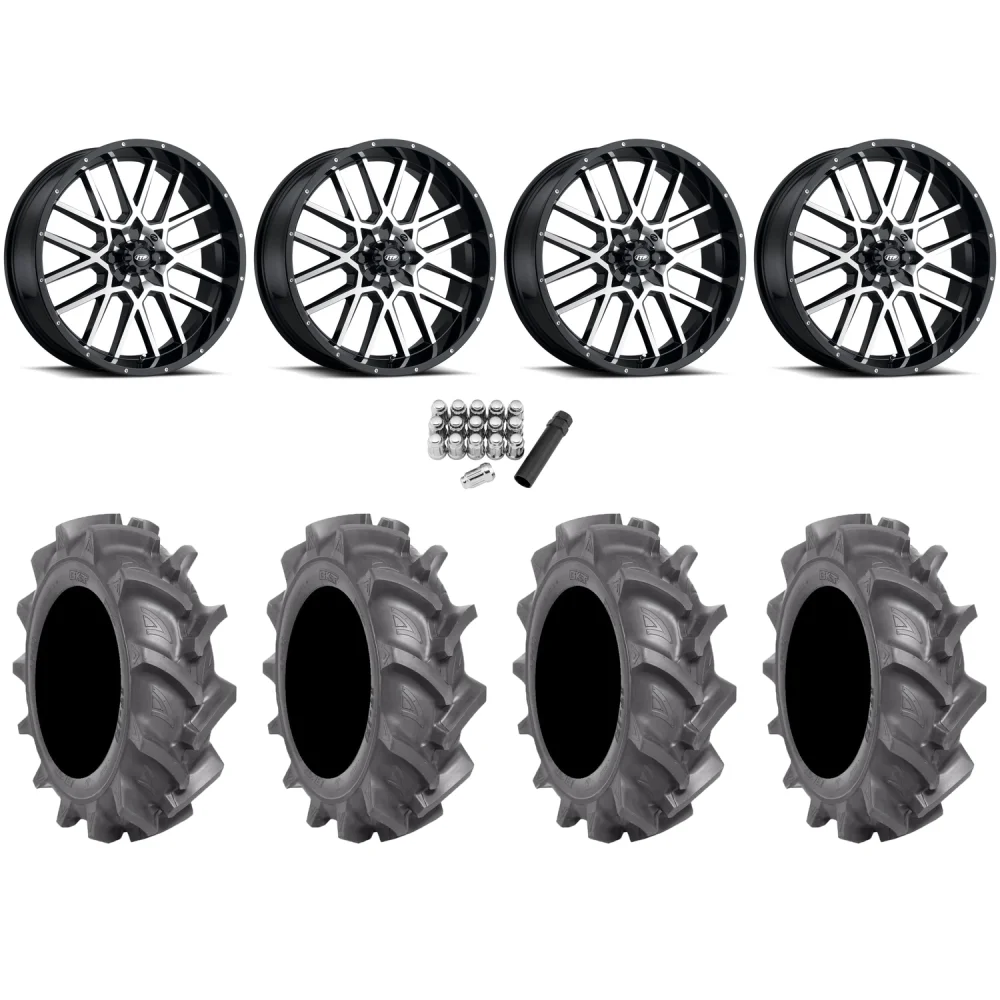 BKT AT 171 35x10-18 Tires on ITP Hurricane Machined Wheels, complete kit