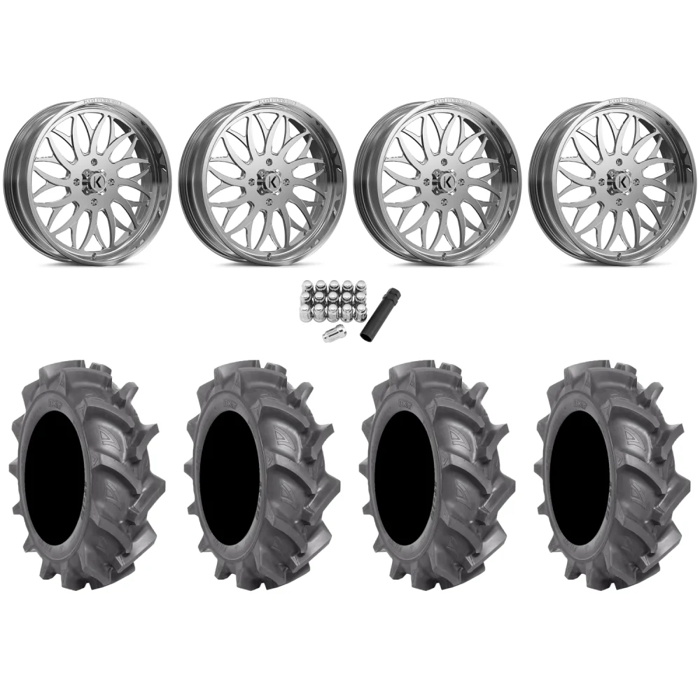 BKT AT 171 40x10-22 Tires on KG1 Forged KU022 Galactic Polished Wheels, complete kit
