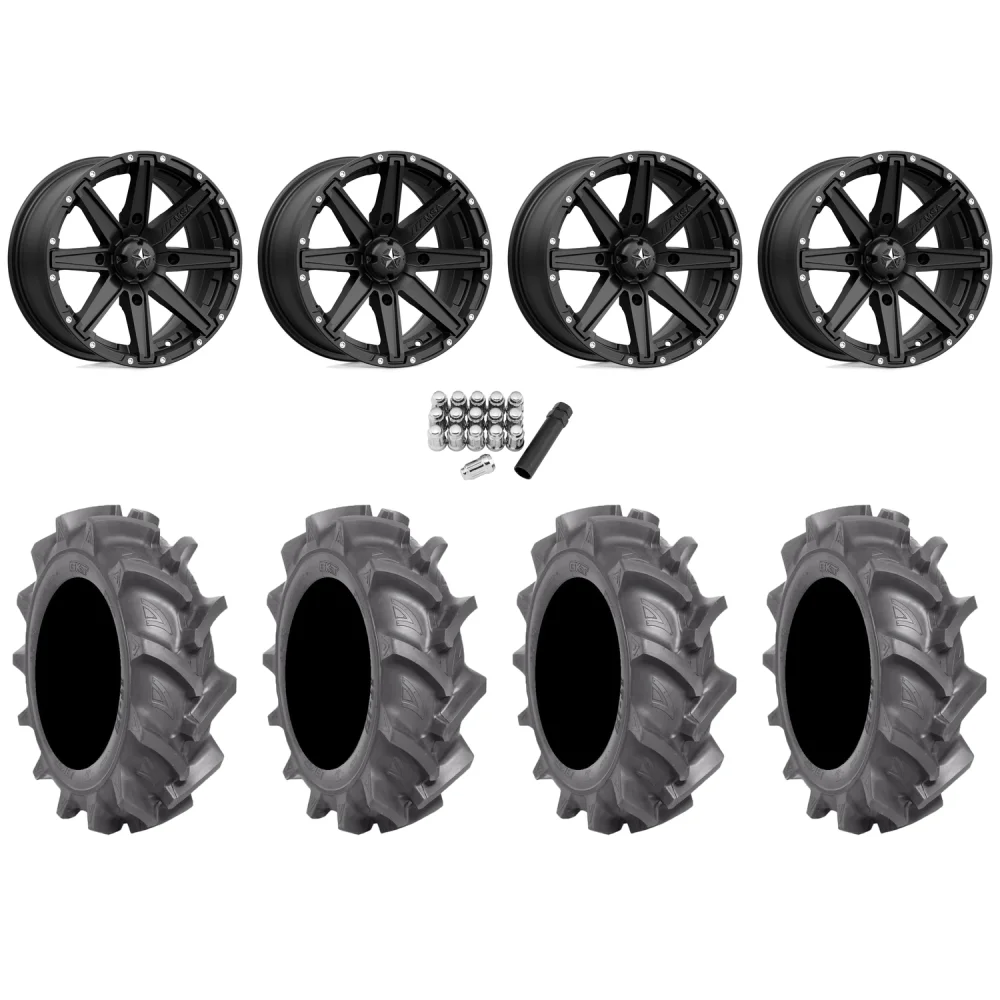 BKT AT 171 28x9-14 Tires on MSA M33 Clutch Wheels, complete kit