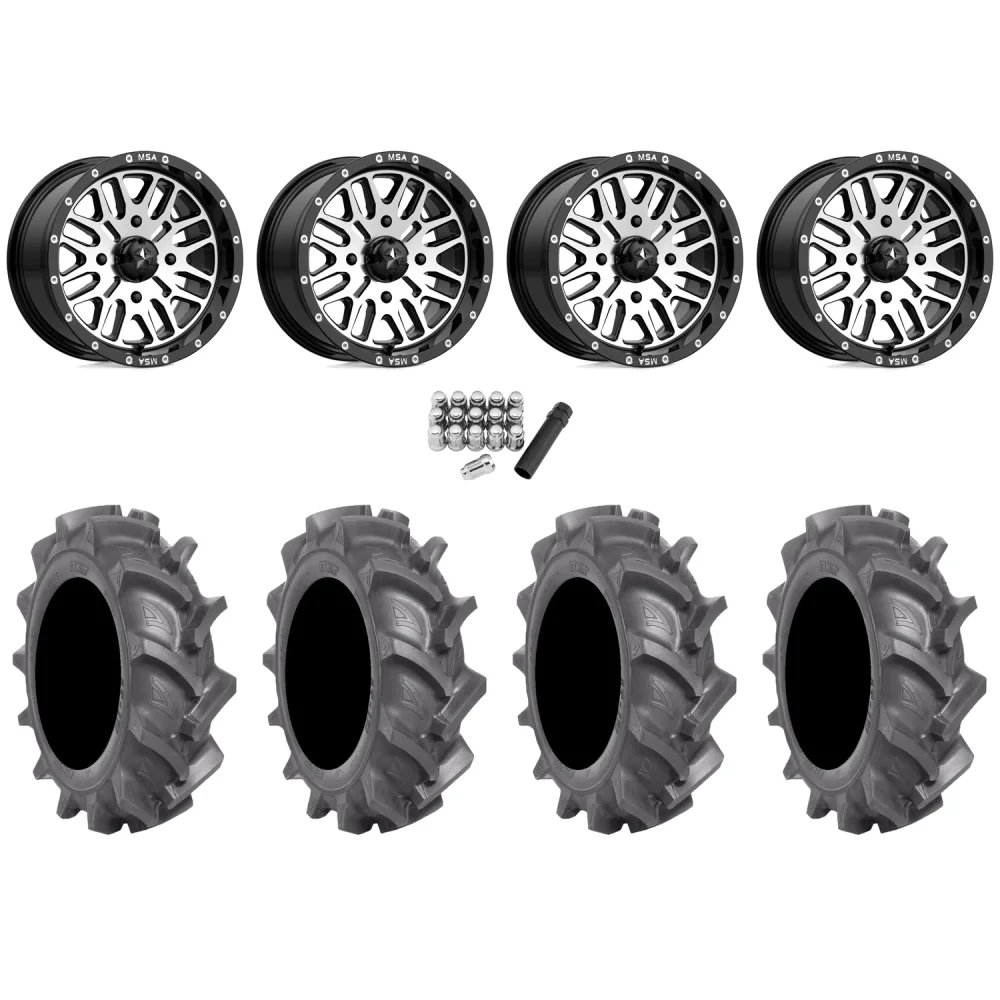 BKT AT 171 28x9-14 Tires on MSA M38 Brute Wheels, complete kit