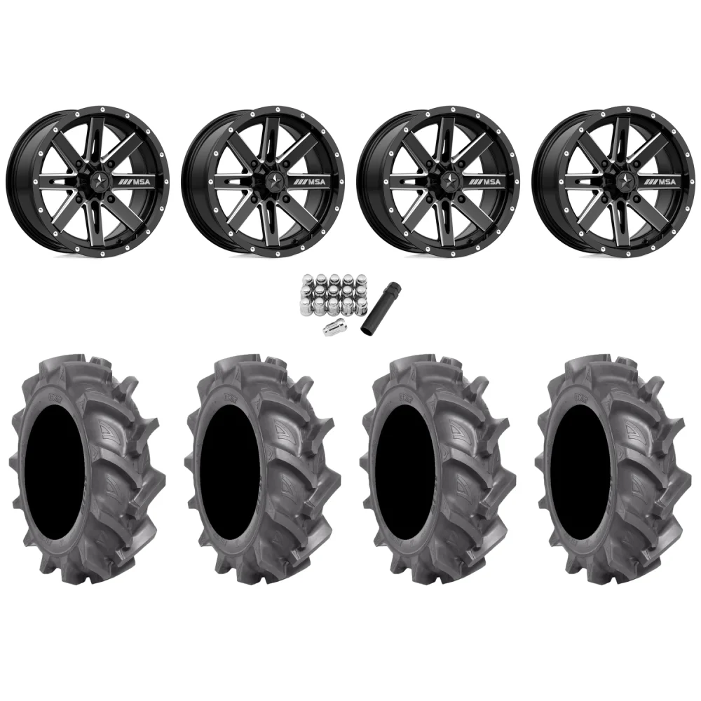 BKT AT 171 28x9-14 Tires on MSA M41 Boxer Wheels, complete kit