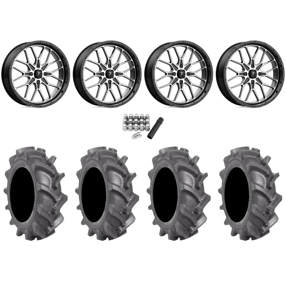 BKT AT 171 40x9-24 Tires on MSA M45 Portal Machined Wheels, complete kit