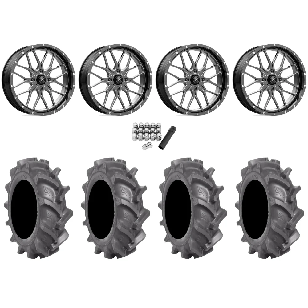 BKT AT 171 33x8-18 Tires on MSA M45 Portal Milled Wheels, complete kit