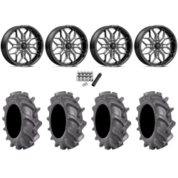 BKT AT 171 33x8-18 Tires on MSA M47 Sniper Gloss Black Milled Wheels