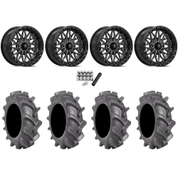BKT AT 171 33x8-18 Tires on MSA M53 Bolo Gloss Black Milled Beadlock Wheels