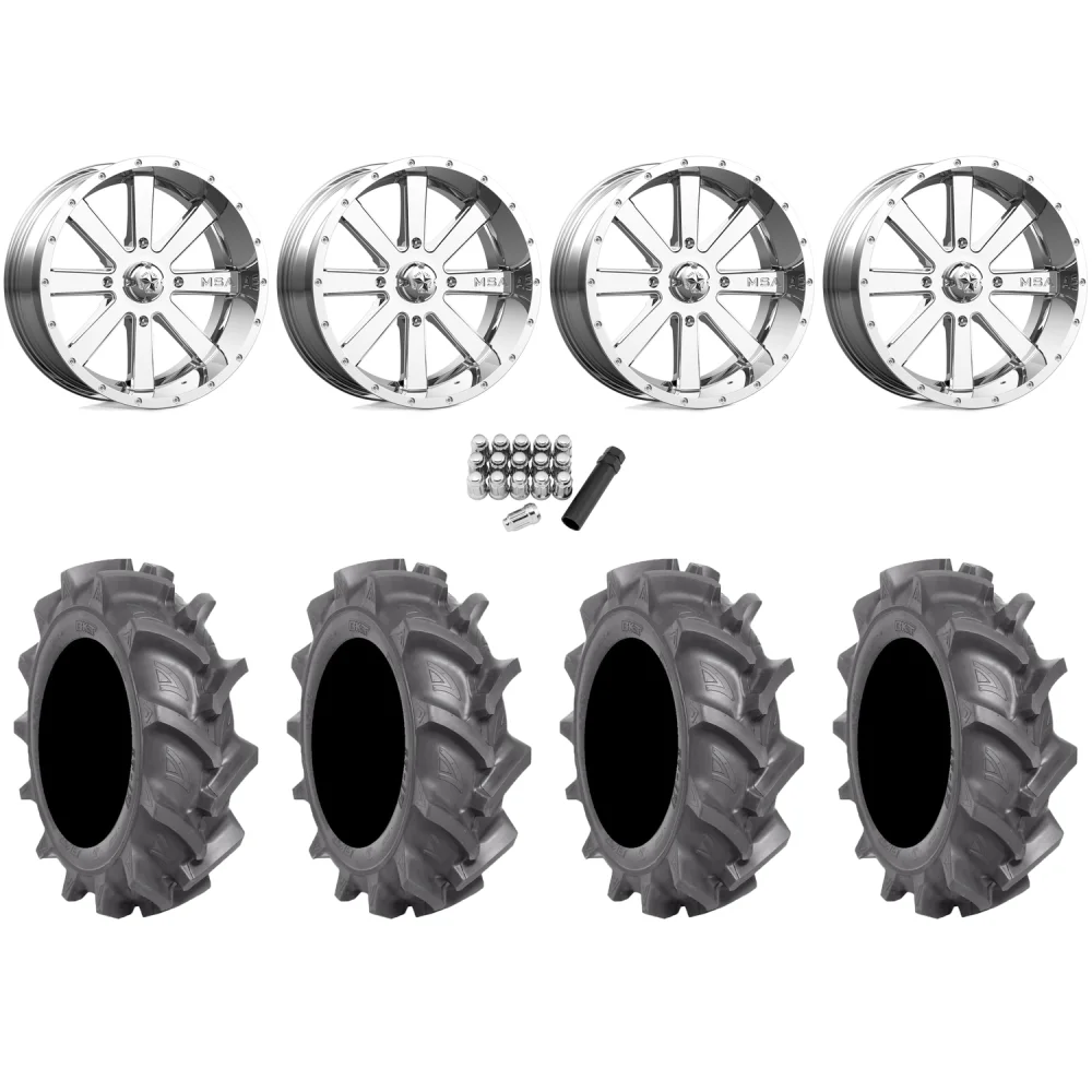 BKT AT 171 40x10-22 Tires on MSA M34 Flash Chrome Wheels, complete kit