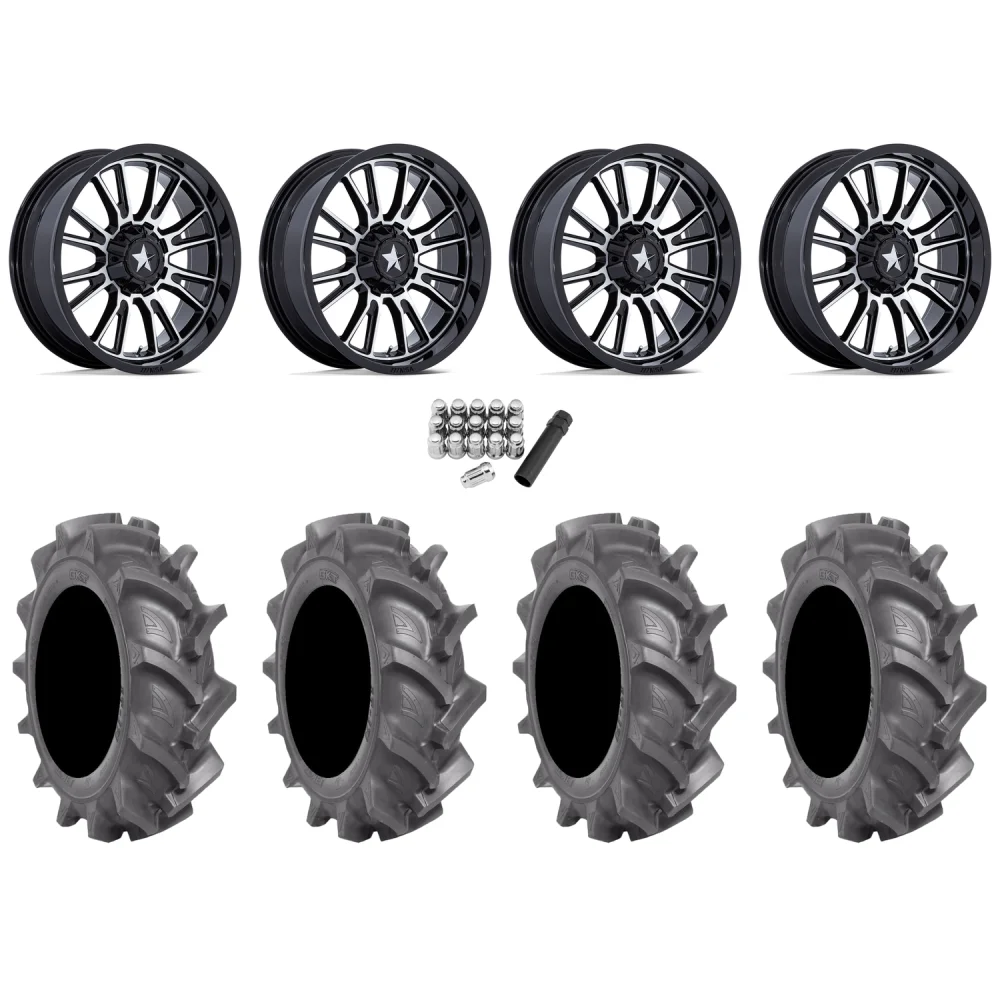 BKT AT 171 35x9-20 Tires on MSA M51 Thunderlips Machined Wheels, complete kit