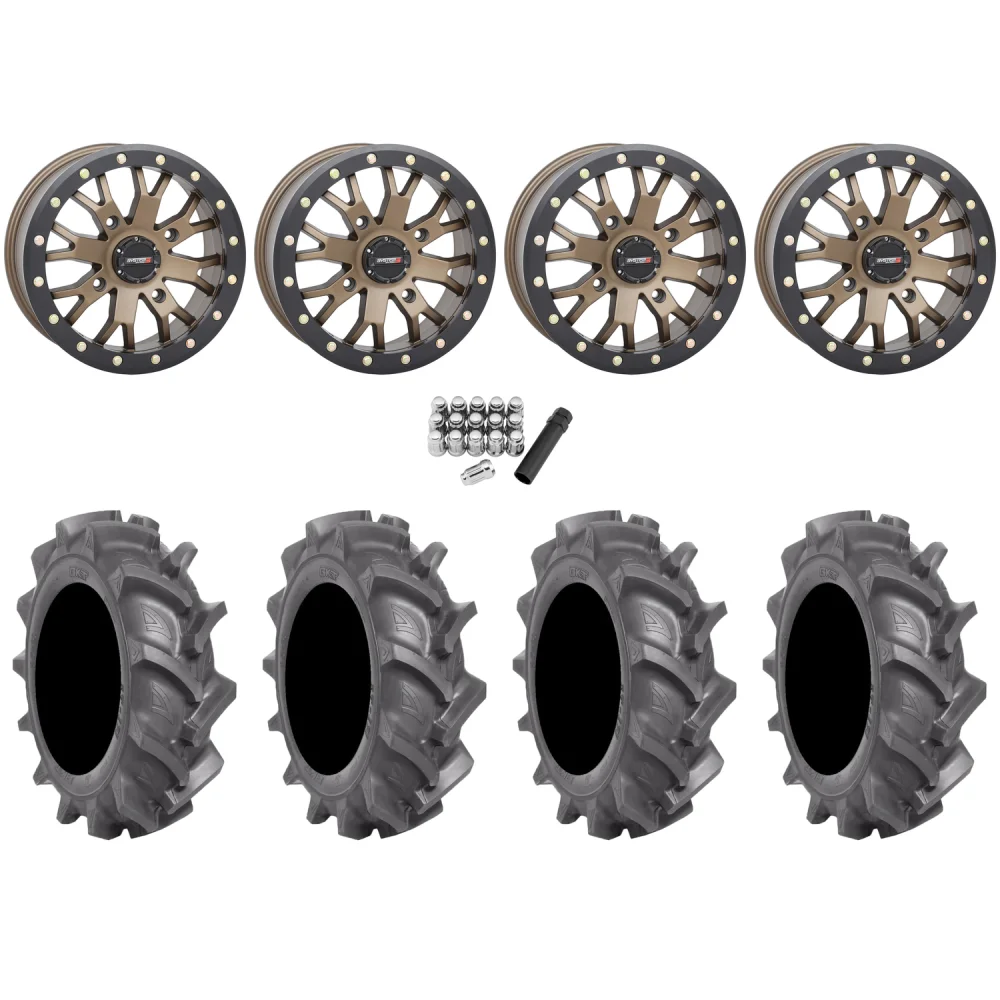 BKT AT 171 28x9-14 Tires on SB-4 Bronze Beadlock Wheels, complete kit