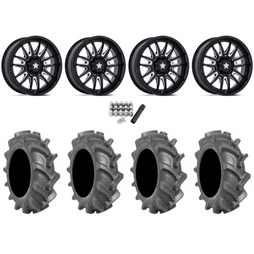 BKT AT 171 35x9-20 Tires on MSA M55 Commander Gloss Black Milled Wheels