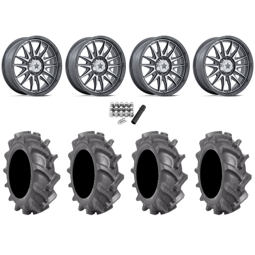 BKT AT 171 35x9-22 Tires on MSA M55 Commander Platinum Machined Wheels