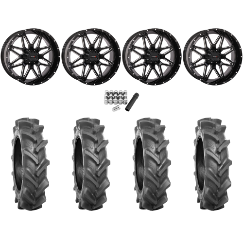 BKT AT 171 35x9-20 Tires on System 3 Offroad ST-7 Gloss Black Milled Wheels