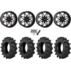 BKT TR 171 35x8.3-20 Tires on System 3 Offroad ST-7 Gloss Black Milled Wheels