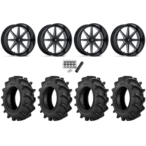 BKT TR 171 46x12.4-24 Tires on MSA M54 Spark Gloss Black Milled (24x10) Wheels