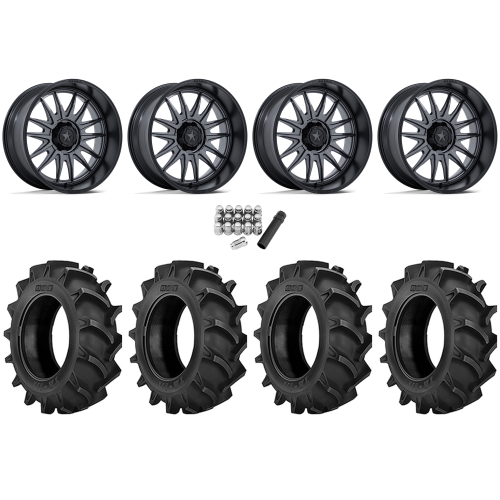 BKT TR 171 46x12.4-24 Tires on MSA M55 Commander Matte Gunmetal (24x10) Wheels