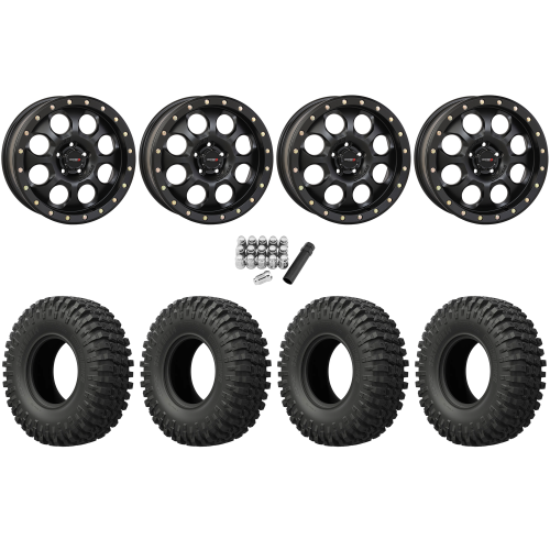 EFX MotoCrusher 37x10-18 Tires on System 3 Offroad SB-7 Matte Black Beadlock Wheels
