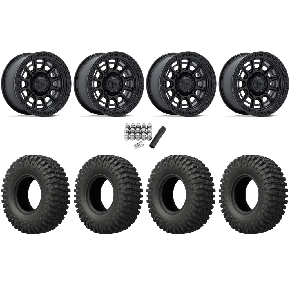 EFX MotoCrusher 33x10-15 Tires on Fuel Cycle Matte Black Wheels, complete kit