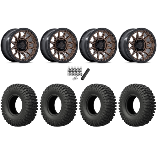 EFX MotoCrusher 33x10-15 Tires on Fuel Piston Matte Bronze Wheels