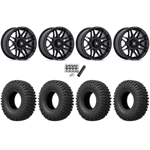 EFX MotoCrusher 32x10-15 Tires on MSA M52 Radar Gloss Black Wheels