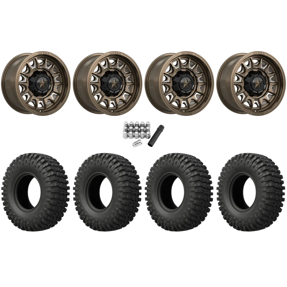 EFX MotoCrusher 35x10-15 Tires on MSA M55 Commander Gloss Bronze Milled Wheels, complete kit