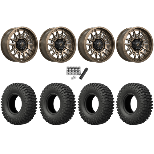 EFX MotoCrusher 37x10-18 Tires on MSA M55 Commander Gloss Bronze Milled Wheels