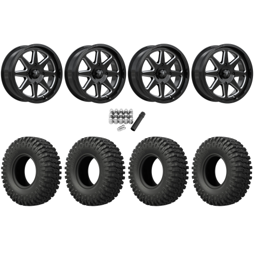 EFX MotoCrusher 40x10-18 Tires on MSA M54 Spark Gloss Black Milled Wheels