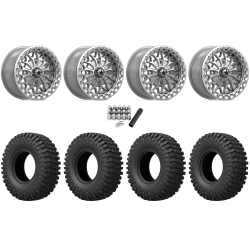 EFX MotoCrusher 32x10-15 Tires on MSA M53 Bolo Gloss Silver Beadlock Wheels