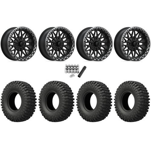 EFX MotoCrusher 40x10-18 Tires on MSA M53 Bolo Matte Black Beadlock Wheels EFX MotoCrusher 40x10-18 Tires on MSA M53 Bolo Matte Black Beadlock Wheels