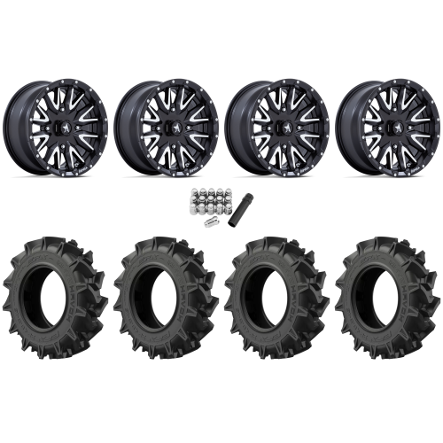 EFX Motohavok 28x8.5-14 Tires on MSA M49 Creed Matte Black & Machined Wheels