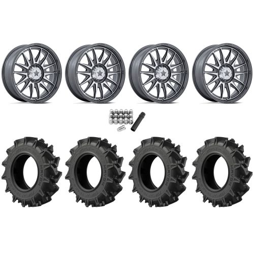 EFX Motohavok 45x10-24 Tires on MSA M55 Commander Platinum Machined Wheels