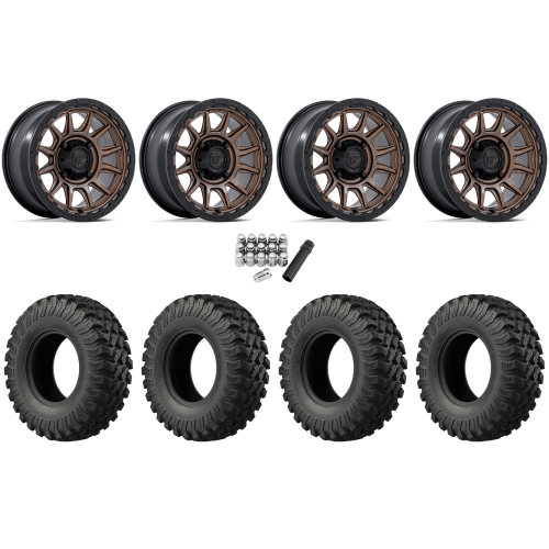 EFX MotoRally 30x10-15 Tires on Fuel Piston Matte Bronze Wheels