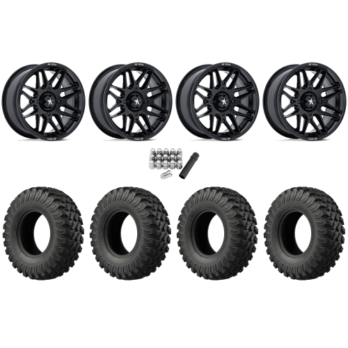 EFX MotoRally 28x10-15 Tires on MSA M52 Radar Gloss Black Wheels