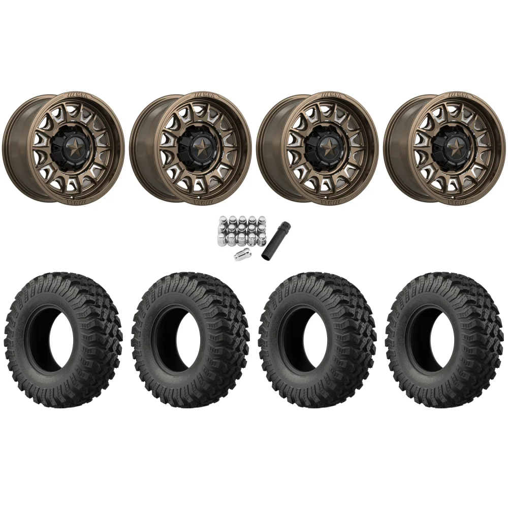 EFX MotoRally 37x10-15 Tires on MSA M55 Commander Gloss Bronze Milled Wheels, complete kit