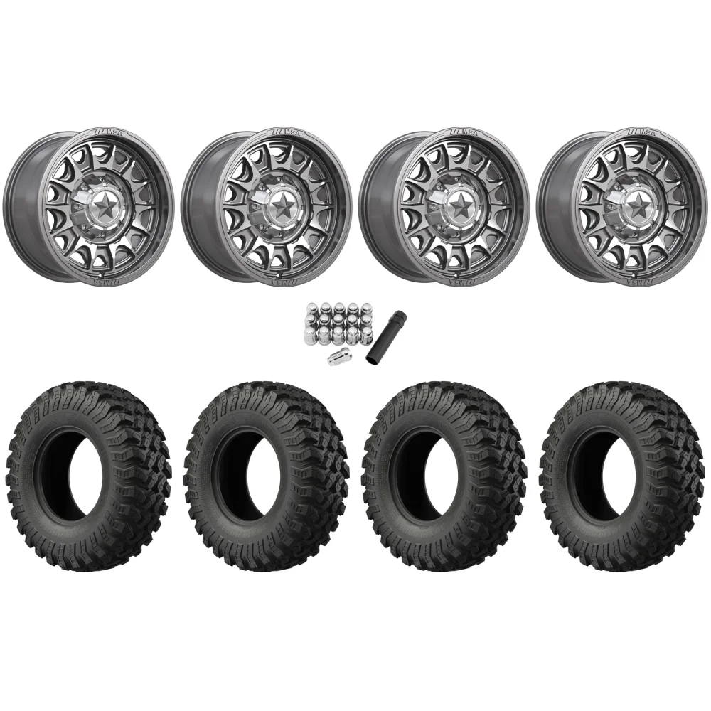 EFX MotoRally 30x10-15 Tires on MSA M55 Commander Platinum Machined Wheels, complete kit