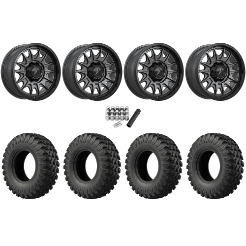 EFX MotoRally 35x10-18 Tires on MSA M55 Commander Matte Gunmetal Wheels