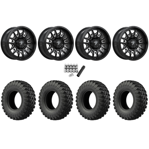 EFX MotoRally 37x10-18 Tires on MSA M55 Commander Gloss Black Milled Wheels