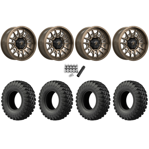 EFX MotoRally 37x10-18 Tires on MSA M55 Commander Gloss Bronze Milled Wheels