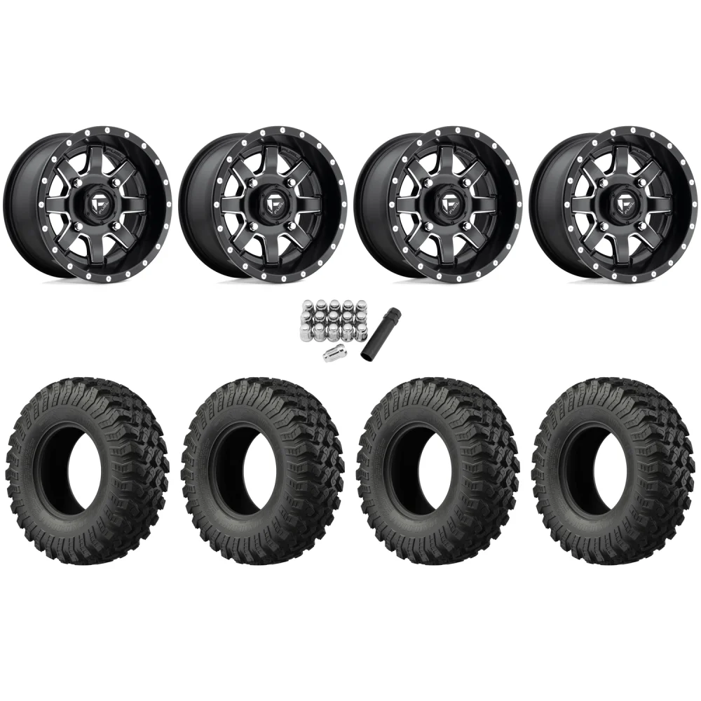 EFX MotoRally 30x10-16 Tires on Fuel Maverick Matte Black Milled Wheels, complete kit