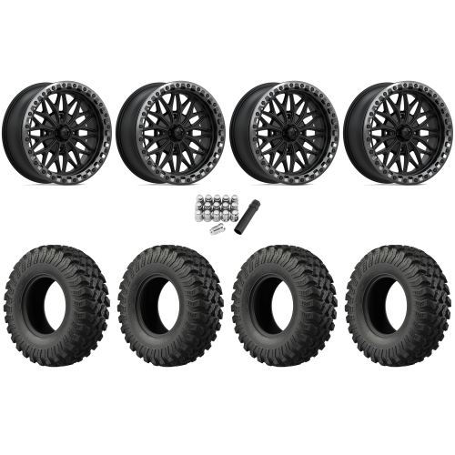 EFX MotoRally 37x10-18 Tires on MSA M53 Bolo Matte Black Beadlock Wheels EFX MotoRally 37x10-18 Tires on MSA M53 Bolo Matte Black Beadlock Wheels