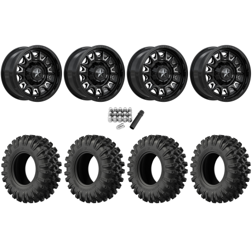 EFX MotoRavage XL 37x10-15 (8ply) Radial Tires on MSA M55 Commander Gloss Black Milled Wheels