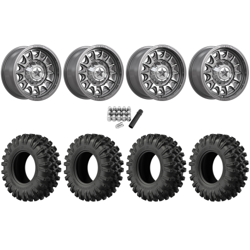 EFX MotoRavage XL 37x10-15 (8ply) Radial Tires on MSA M55 Commander Platinum Machined Wheels