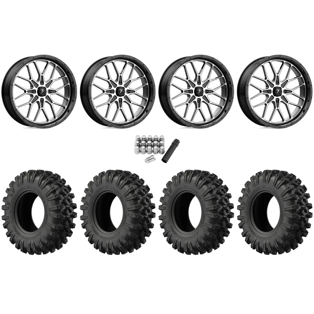 EFX MotoRavage XL 40x10-18 Tires on MSA M45 Portal Machined Wheels, complete kit