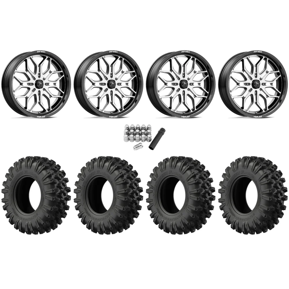 EFX MotoRavage XL 40x10-18 Tires on MSA M47 Sniper Machined Wheels, complete kit
