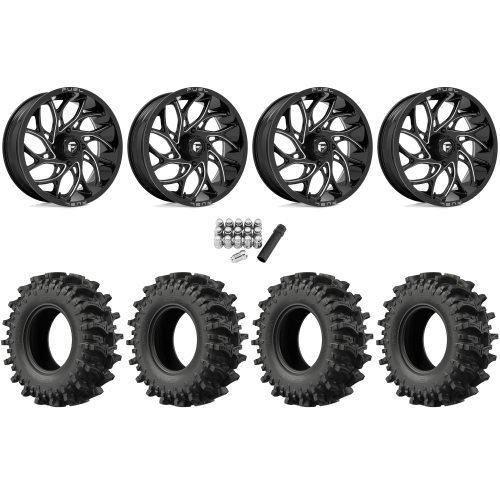 EFX MotoSlayer 50x10.5-24 Tires on Fuel Runner Gloss Black Milled Wheels