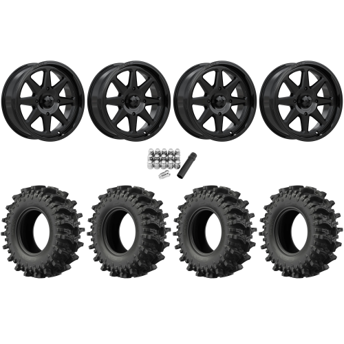EFX MotoSlayer 32x9.5-18 Tires on MSA M54 Spark Gloss Black Wheels
